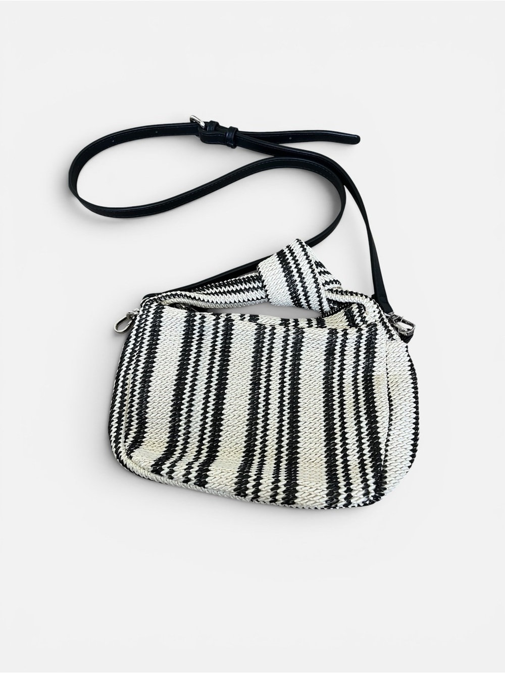 Urban Expressions Black & White Striped Woven Crossbody
